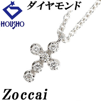 Zoccai Diamond Necklace K18WG Cross Crucifix Delicate Brand Zoccai | 18K Diamond Daily Use Simple Cute Stylish [Used] [SH120798]