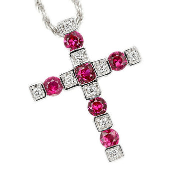 ダミアーニ ルビー ベルエポック ネックレス ダイヤモンド K18WG クロス 十字架 マルチway ブランド DAMIANI | 18金 ダイアモンド 豪華 ゴージャス かわいい おしゃれ【中古】【SH120804】