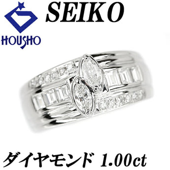 セイコー ダイヤモンド リング 1.00ct Pt900 変形カット ファンシーカット マーキスカット スクエアカット SEIKO | ダイアモンド 豪華 ゴージャス クラシカル かわいい おしゃれ【中古】【SH120816】
