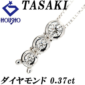 TASAKI Diamond Trilogy Necklace 0.37ct K18WG Loop Tie 3-Row Brand TASAKI | 18K Diamond Elegant Cute Stylish [Used] [SH120853]