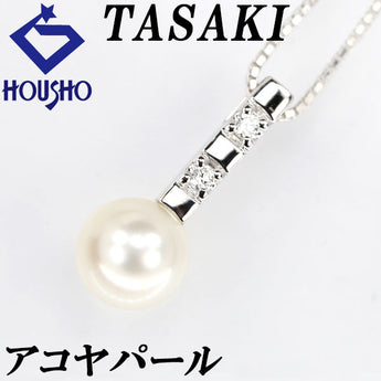 TASAKI Akoya Pearl Necklace 6.5mm Diamond K18WG Brand TASAKI | 18K Akoya Pearl White Pearl Japanese Pearl Diamond Daily Use Simple Cute Stylish [Used] [SH121106]