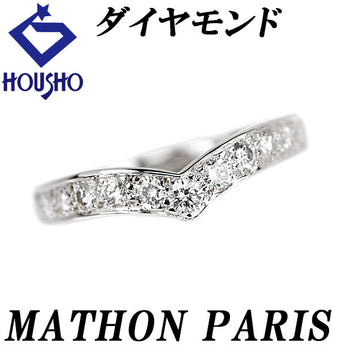 マットン ダイヤモンド リング K18WG V字 ブランド MATHON PARIS | 18金 ダイアモンド デイリーユース 上品 かわいい おしゃれ【中古】【SH121114】