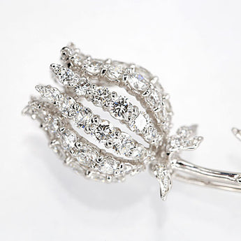 ポンテヴェキオ ダイヤモンド ブローチ 1.89ct K18WG 花 フラワー 植物 ボタニカル ブランド Ponte Vecchio | 18金 ダイアモンド 上品 エレガント かわいい おしゃれ【中古】【SH121123】