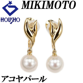 MIKIMOTO Akoya pearl earrings 7.1mm K18YG single pearl dangling brand MIKIMOTO | 18K Akoya pearl white pearl Japanese pearl daily use elegant cute stylish [Used] [SH121251]