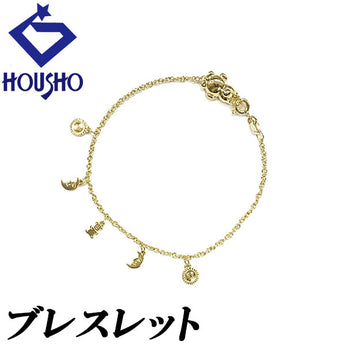 Bracelet K18YG Bear Animal Crescent Moon Sun Metal only No stones | 18K Daily use Cute Stylish [Used] [SH121632]