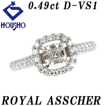 ロイヤルアッシャー ダイヤモンド リング 0.49ct Pt950 鑑定書 グレード付き 変形カット ファンシーカット ROYAL ASSCHER | ダイアモンド ゴージャス 上品 かわいい おしゃれ【中古】【SH121696】