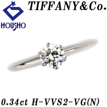 Tiffany Solitaire Ring 0.34ct Pt950 Single Stone 6 Prongs Graded Certificate Brand TIFFANY&amp;Co. | Diamond Elegant Cute Stylish [Used] [SH121698]