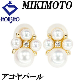MIKIMOTO Akoya pearl earrings 3.9mm-6.8mm diamond K18YG brand MIKIMOTO | 18K Akoya pearl white pearl Japanese pearl diamond elegant cute stylish [Used] [SH121713]