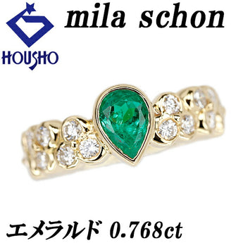 Mila Schon Emerald Ring 0.768ct Diamond K18YG Drop Droplet Tear Brand Mila Schon | 18K Diamond Gorgeous Gorgeous Stylish [Used] [SH121723]