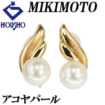 MIKIMOTO Akoya pearl earrings 6.3mm K18YG single pearl matte finish brand MIKIMOTO | 18K Akoya pearl white pearl Japanese pearl daily use simple cute stylish [Used] [SH121730]