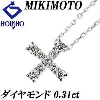 MIKIMOTO Diamond Necklace 0.31ct K18WG Cross Brand MIKIMOTO | 18K Diamond Daily Use Simple Cute Stylish [Used] [SH122437]