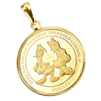 ディズニー コイン ペンダントトップ K24IG 1/10oz 1/10オンス 純金 金貨 メダル キャラクター ドナルドダック デイジーダックブランド Disney | 24金 かわいい おしゃれ【中古】【SH122460】