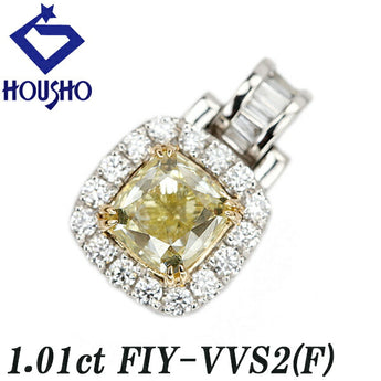 Yellow Diamond Pendant Top 1.01ct Pt950 K18YG Deformed Cut Fancy Cut Cushion Cut Taper Cut Graded GIA Certificate | 18K Diamond Stylish [Used] [SH122461]