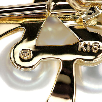 ミキモト アコヤパール ピンブローチ 4.3-6.0mm K18YG リボン ブランド MIKIMOTO | 18金 あこや真珠 白真珠 和珠 上品 エレガント かわいい おしゃれ【中古】【SH122466】