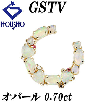 GSTV オパール ペンダントトップ 0.70ct スピネル ダイヤモンド K18YG 馬蹄 ホースシュー ブランド | 18金 ダイアモンド デイリーユース かわいい おしゃれ【中古】【SH122773】