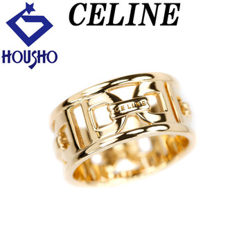 セリーヌ リング K18YG 太め 幅広 透かし 地金のみ 石なし ブランド CELINE | 18金 デイリーユース ゴージャス かわいい おしゃれ【中古】【SH122815】