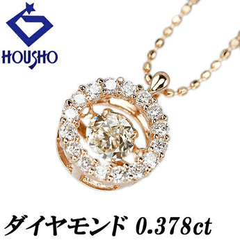 イエローダイヤモンド ダンシングストーン ネックレス 0.378ct K18PG サークル ラウンド 透かし | 18金 ダイアモンド デイリーユース 上品 かわいい おしゃれ【中古】【SH122824】