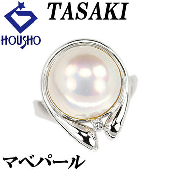 TASAKI Mabe Pearl Ring 11.7mm Diamond K14WG Brand TASAKI | 14K Mabe Pearl White Pearl Semicircular Pearl Diamond Cute Stylish [Used] [SH122844]