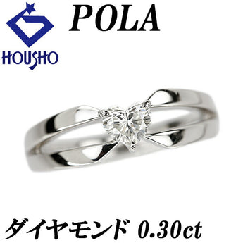 POLA Heart Shape Cut Diamond Ring 0.30ct Pt900 Deformed Cut Fancy Cut Single Stone Openwork POLA | Diamond Platinum Daily Use Simple Cute Stylish [Used] [SH122991]