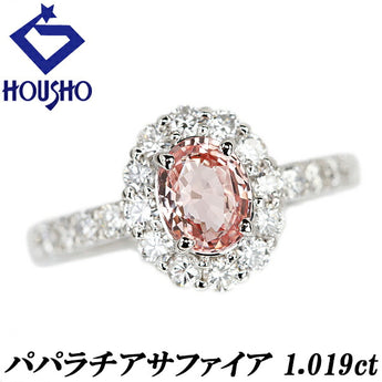 Padparadscha Sapphire Ring 1.019ct Diamond Pt900 | Diamond Platinum Daily Use Simple Cute Stylish Gorgeous Luxurious Gorgeous [Used] [SH122994]