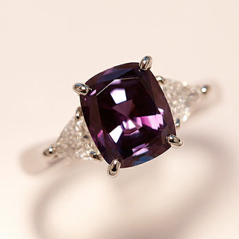 クレサンベール 再結晶アレキサンドライト リング 2.52ct ダイヤモンド Pt950 京セラ CRESCENT VERT | ダイアモンド プラチナ デイリーユース シンプル かわいい おしゃれ 豪華 華やか【中古】【SH122997】