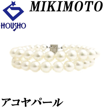 MIKIMOTO Akoya pearl bracelet, K14 white gold, MIKIMOTO double, 2-strand, stackable [Used] [122998]