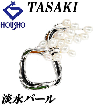 TASAKI Freshwater Pearl Brooch K14 White Gold TASAKI Tasaki Pearl Enamel Cloisonne Openwork [Used] [122999]