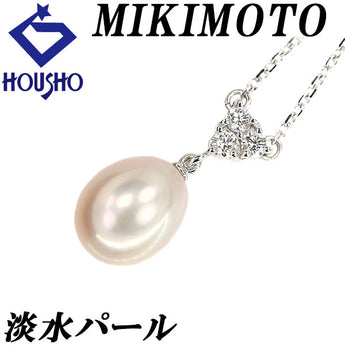 MIKIMOTO Freshwater Pearl Necklace Diamond K18 White Gold MIKIMOTO [Used] [123013]