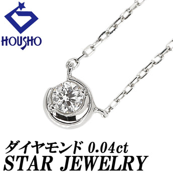 Star Jewelry Diamond Moon Setting Necklace Pt950 STAR JEWELRY Single Stone Moon [Used] [123014]