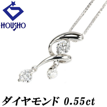 Diamond necklace Pt900 Pt850 swinging [Used] [123017]
