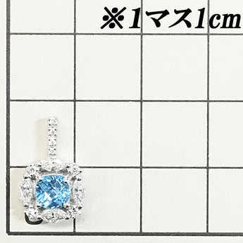 Blue topaz pendant top diamond K18 white gold [Used] [123036]
