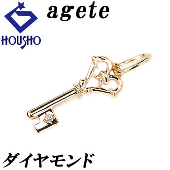アガット ダイヤモンド ペンダントトップ 0.01ct K10YG チャーム 鍵 キー ブランド agete | 10金 ダイアモンド デイリーユース シンプル かわいい おしゃれ【中古】【SH123379】