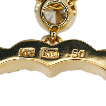 ニナリッチ ダイヤモンド ネックレス  K18イエローゴールド NINA RICCI ハート 透かし スカラップ【中古】【123601】