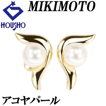 MIKIMOTO Akoya pearl earrings, K18 yellow gold, MIKIMOTO single pearl [Used] [123633]