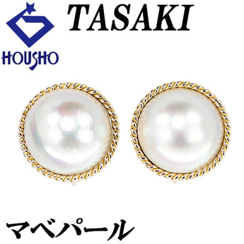 タサキ マベパール イヤリング K18イエローゴールド TASAKI ロープ ツイスト【中古】【123648】