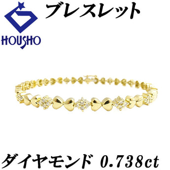 Diamond bracelet, K18 yellow gold, heart shape [Used] [123655]