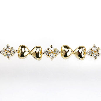 Diamond bracelet, K18 yellow gold, heart shape [Used] [123655]