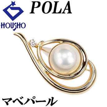 ポーラ マベパール ブローチ ダイヤモンド K18イエローゴールド POLA 透かし【中古】【123660】