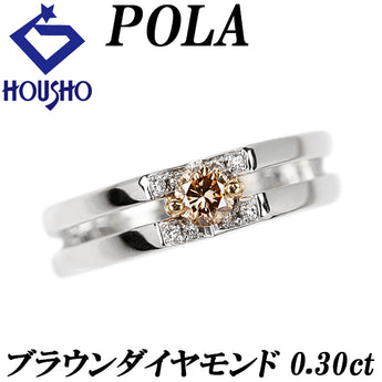 POLA Brown Diamond Ring Diamond K18 White Gold K18 Yellow Gold POLA Openwork [Used] [123768]