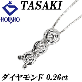 TASAKI Diamond Trilogy Necklace, K18 White Gold, TASAKI Loop Tie [Used] [123807]