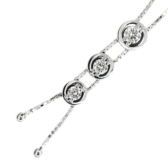 TASAKI Diamond Trilogy Necklace, K18 White Gold, TASAKI Loop Tie [Used] [123807]