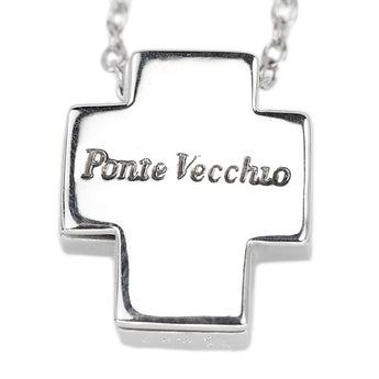 ポンテヴェキオ ダイヤモンド ネックレス  K18ホワイトゴールド Ponte Vecchio クロス 十字架【中古】【123813】