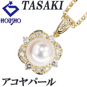 TASAKI Akoya Pearl Necklace Diamond K18 Yellow Gold [Used] [123866]
