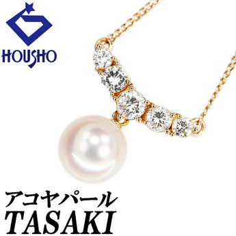 TASAKI Akoya Pearl Necklace Diamond K18 Yellow Gold [Used] [123868]