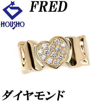 フレッド ダイヤモンド リング K18イエローゴールド FRED ハート 幅広 太め【中古】【124082】