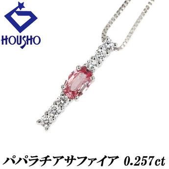 Padparadscha Sapphire Necklace Diamond Pt900 Pt850 [Used] [124083]