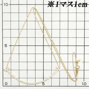 Diamond necklace K18 pink gold smile line curve [Used] [124086]