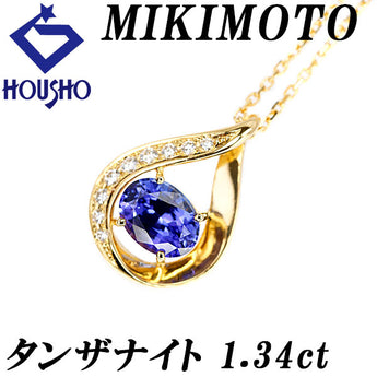 Mikimoto Tanzanite Necklace Diamond K18 Yellow Gold MIKIMOTO Drop Droplet Tear [Used] [124095]