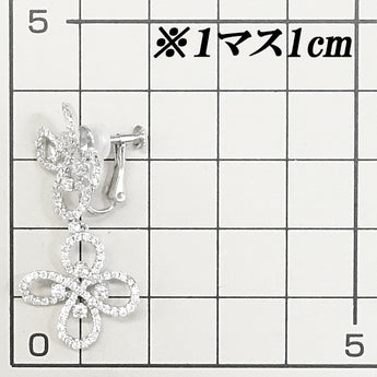 Diamond earrings, K18 white gold, flower, plant, botanical [Used] [124117]
