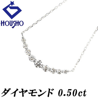 Diamond necklace Pt900 Pt850 curve gradation [Used] [124287]